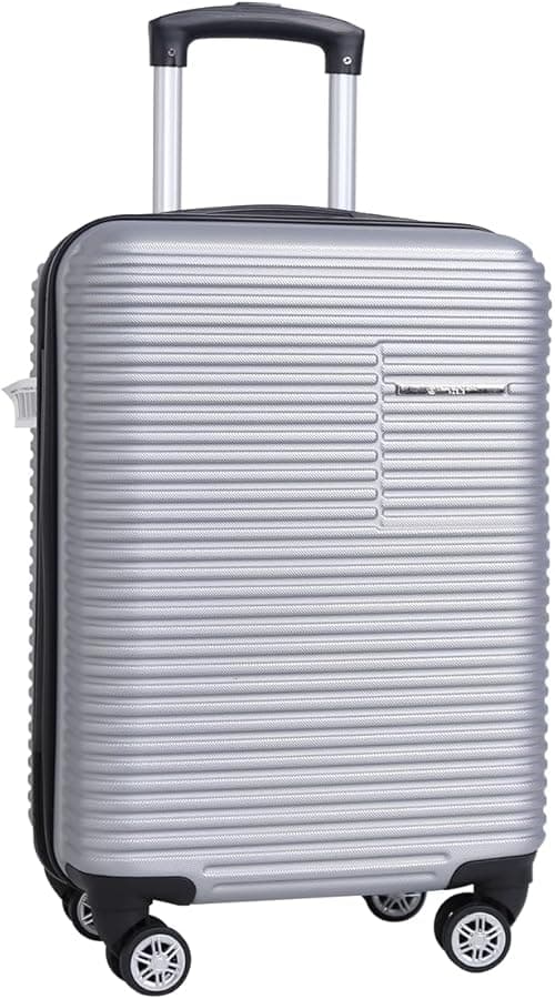 Newcom 20 Inch Carry-On Suitcase – Hard Shell Expandable Lightweight Trolley Luggage with Spinner Wheels, Cabin Size Travel Bag for Men & Women –Silver on Amazon.ae - Price Tracker