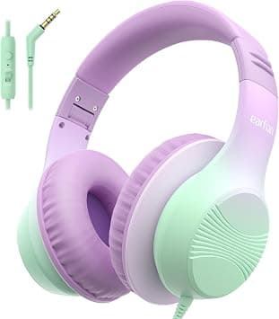 EarFun K3 Kids Headphones, Wired Kids Headphones with Microphones, 85/94dB Volume Limit, Stereo Sound with 3.5mm Jack, Over Ear Headphones for School/Tablet/Boys/Girls, Violet on Amazon.ae - Price Tracker