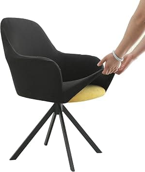 Iauddy Swivel Armchair Accent Dining Chair Cover for Office, Stretch Mid-Back Office Desk Chair Sliopcover Leisure Arm Chair Protector with arms for Living Room(1,Black) on Amazon.ae - Price Tracker