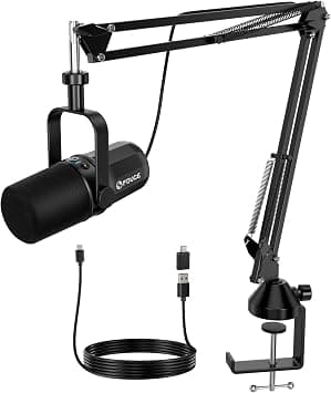 FDUCE Dynamic Microphone, XLR/USB Podcast Recording PC Microphone for Vocal Voice-Over Streaming, Studio Metal Mic with Mute, Headphone Jack, Monitoring Volume Control, with Boom Arm (SL40+) on Amazon.ae - Price Tracker
