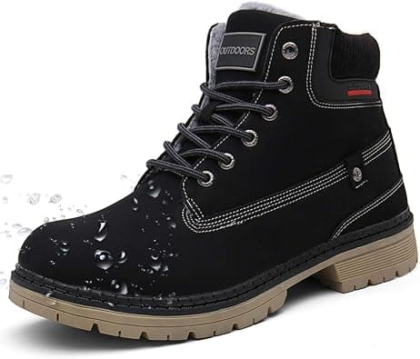 Snow Boots Womens Mens Winter Flat Ankle Boots Warm Fur Lined Fashion Combat Leather Shoes Casual Work Walking Hiking Lace Up Outdoor Trainer Urban on Amazon.ae - Price Tracker