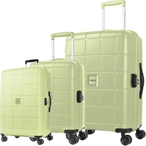 American Tourister Hundo Suitcase, Set of 3, (55 + 68 + 81 cm), 4 Spinner Wheels, Hard Top, Polypropylene, Frozen Matcha|Spacious Interior|TSA Lock|Expandable - 3 Years Global Warranty on Amazon.ae - Price Tracker