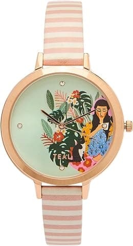 TEAL BY CHUMBAK Round Dial Analog Watch for Women|Early Blossom Collection| Solid Vegan Leather Strap|Gifts for Women/Girls/Ladies |Stylish Fashion Watch for Casual/Work - Best Deal Finder