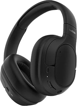 Belkin SoundForm Isolate Active Noise-Cancelling Wireless Headphones, over ear headphones with mic, Bluetooth headphones with 60H playtime, deep bass, CloudCushion ear cups for travel, home, office on Amazon.ae - Price Tracker