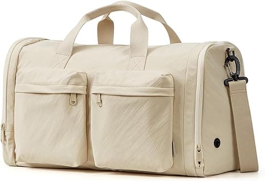 Gym Bag Duffle Bag for Travel: Gym Bag for Women Men Gym Bag With Shoe Compartment - 3 in 1 Carry on Bag Travel Duffel Bags with Trolley Sleeve - Lightweight Travel Bag Sports Bag (Faint Yellow) on Amazon.ae - Price Tracker