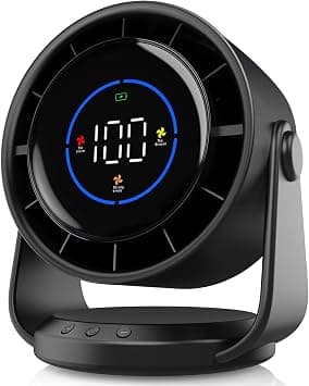 YOSHENMO Desk Fan, Turbo Table Fan for Bedroom, 100-Speed Digital Display, Low Noise, 105° Adjustable Tilt, 7.5-inch, Rechargeable Battery, Wall-Mouted Design for Home, Office, Travel Dark Black على Amazon.ae - متتبع الأسعار