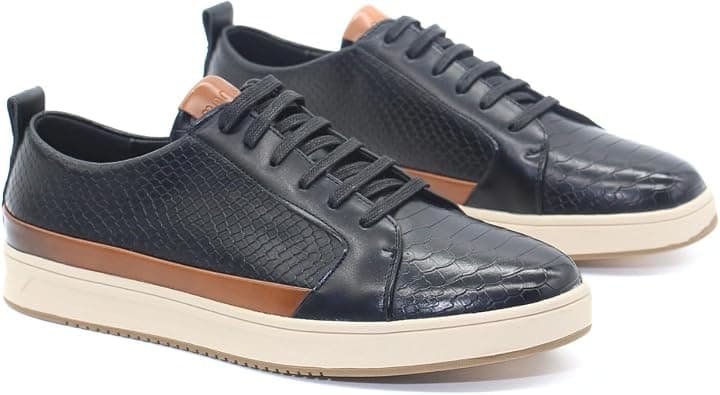 Monami Men Sneakers | Premium PU Leather, Lace-Up Low Top Loafer, Walking Casual Shoes for Men | Comfortable Fashion Sneakers for Work, Shopping & Travel على Amazon.ae - متتبع الأسعار