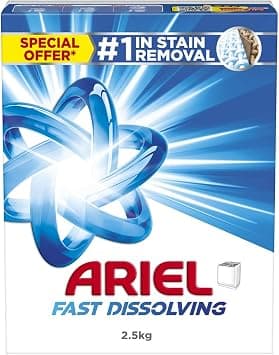 Ariel Fast Dissolving Laundry Detergent Powder, 2.5 KG - متتبع أسعار Amazon.sa