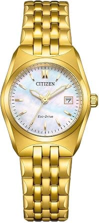 Citizen Corso - Eco-Drive 3 hands Women's Eco-Drive Light Powered Movement Movement Watch, Analog Display and Stainless Steel Strap - EW2293-56D, Gold on Amazon.ae - Price Tracker