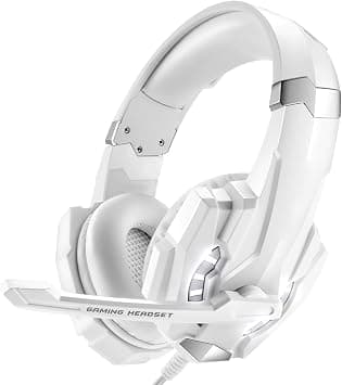 Over Ear Gaming Headset with Mic, 40mm Drivers, LED Lights & Volume Control, Noise Isolating Microphone for PC, Laptop, Mobile & Consoles (White) on Amazon - Best Deal Finder