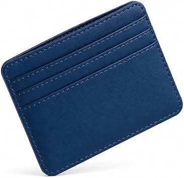 Men's Slim Card Holder Wallet, PU Leather, Minimalist Front Pocket Wallet, Lightweight (Blue) على Amazon.ae - متتبع الأسعار