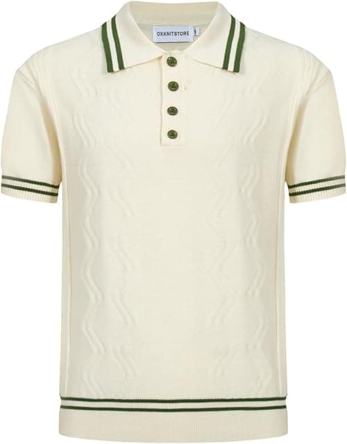 OXKNIT Men’s Knitted Vintage Polo Shirt, 1960s Mod Style Retro Polo Textures Shirt with Double Line Neck on Amazon.ae - Price Tracker