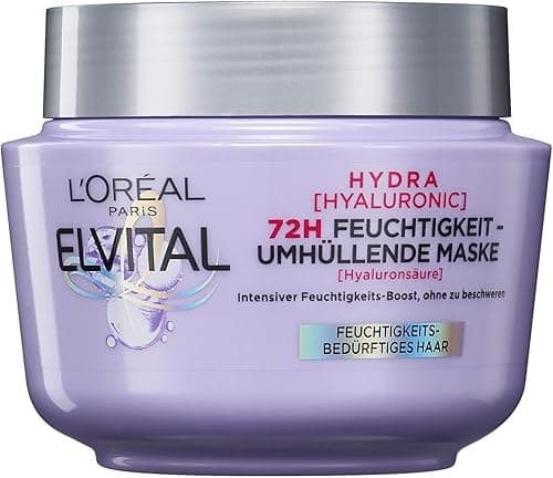 L'Oréal Paris Elvital Moisturising Hair Mask for Shiny Hair, Intensive Treatment with Hyaluronic for a Moisture Boost, Hydra Hyaluronic, 300 ml on Amazon.ae - Price Tracker