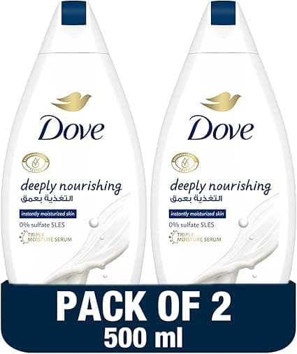Dove Deeply Nourishing Body Wash, for Instant Moisturising, Original, with No Sulfates or Parabens, 500ml, Pack of 2 on Amazon.ae - Price Tracker