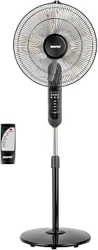 Geepas 16" Stand Fan with Remote Control - 3 Mode/Speed, 5 Leaf Blade Wide Oscillation, Adjustable Height & Tilt Setting With Led Display | 7.5 Hours Timer on Amazon.ae - Price Tracker
