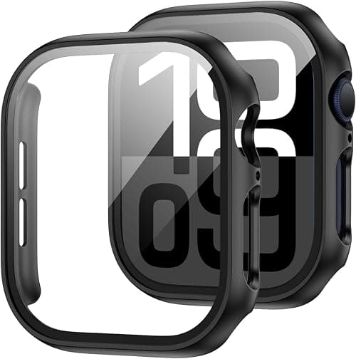 2 Pack Case with Tempered Glass Screen Protector for Apple Watch Series 10 42mm,JZK Slim Guard Bumper Full Hard PC Protective Cover HD Ultra-Thin Cover for iWatch 10 42mm Accessories Accessories,Black على Amazon.ae - متتبع الأسعار