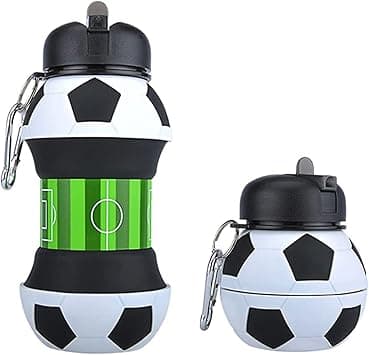 Football Water For Sports, School, Travel, bicycle, Birthday Gifts, Shockproof, Silicone Collapsible Drink cup with Carabiner Clip Leak-Proof BPA Free (550ml-18.5oz) - Amazon.ae Price Tracker