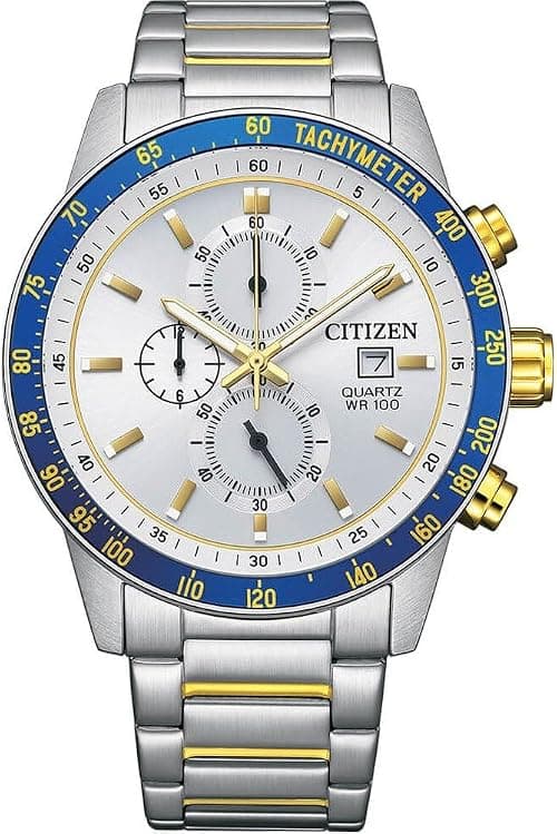 Citizen AN3686-53A Quartz Chronograph Wrist Watch for Men, 44 mm Diameter, Silver على Amazon.ae - متتبع الأسعار
