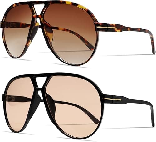 GUVIVI Retro Aviator Sunglasses for Women Men Oversized Classic 70s Vintage Trendy Tangle Free Square Aviators Sun Glasses على Amazon.ae - متتبع الأسعار