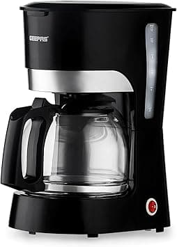 Geepas-Coffee Maker, 1.5L Filter Coffee Machine, GCM6103 | High Temperature Glass Carafe | Keep Warm & Anti-Drip Function | Reusable Filter | On/Off Switch with Indicator Light on Amazon.ae - Price Tracker