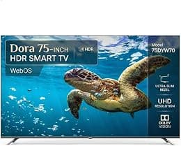 دورا تلفزيون ذكي 75 بوصة HDR مع نظام تشغيل ويب او اس ودقة UHD ودولبي فيجن واطار رفيع للغاية وجهاز تحكم عن بعد سحري موديل 75DYW70 - دليلك لأفضل العروض