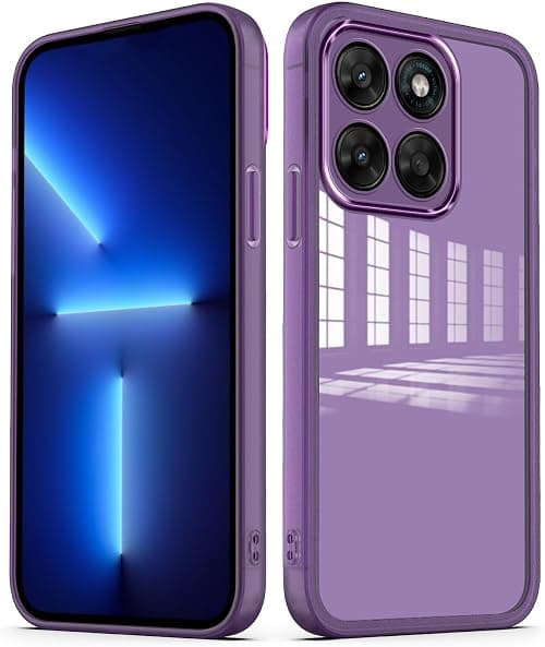 YUXING Case for Motorola Moto G77 / G67 Phone Case Transparent with Camera Protection Film Ultra Thin Protective Case Bumper Slim Back Cover - Purple على Amazon.ae - متتبع الأسعار