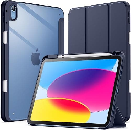 JETech Case for iPad (A16) 11th/10th Gen, Navy Blue | Cover for 2025/2022 Model, Clear Transparent Back, Pencil Holder, Slim Shockproof, Tri-Fold Stand, Auto Wake/Sleep على Amazon.ae - متتبع الأسعار