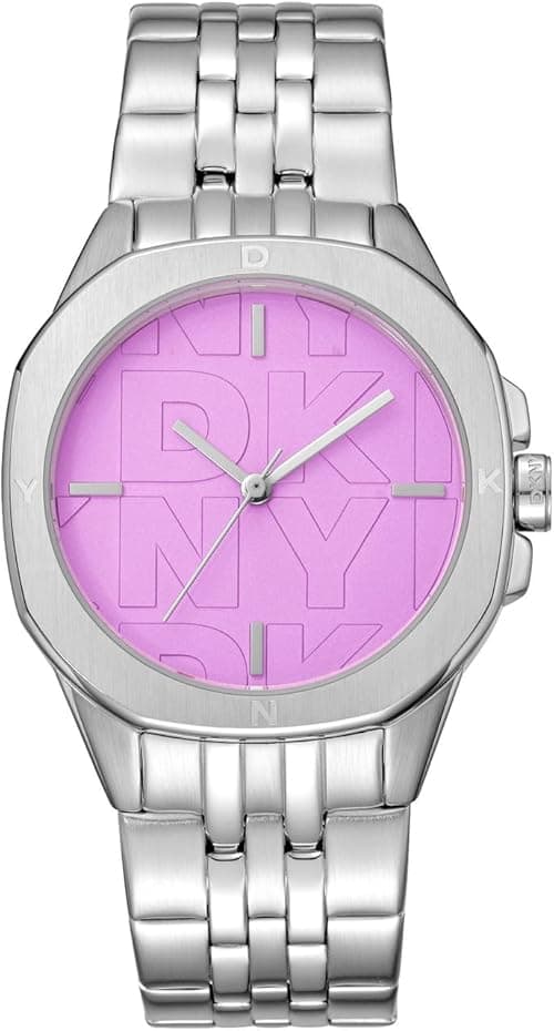 DKNY Octagon Shape Analog Wrist Watch for Women, 34 mm Case Size, Pink/Silver on Amazon.ae - Price Tracker