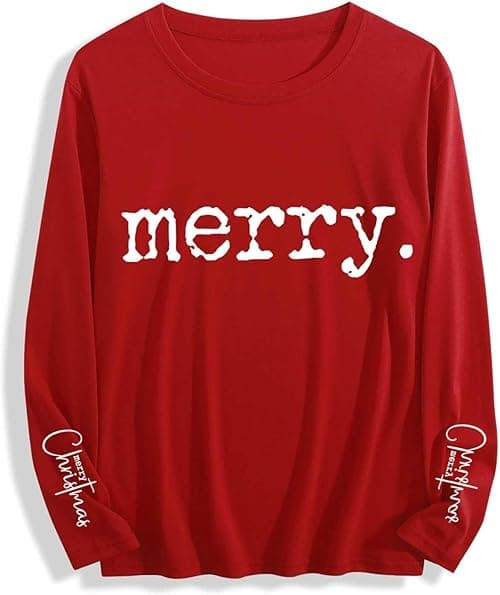 Christmas Jumpers For Women Funny Xmas Tops Long Sleeve T Shirts Ladies Round Neck Blouses Novelty Merry Christmas T Shirt Snowflake Tree Gnome Jumper Ugly Xmas Shirt Tunic Pullover on Amazon.ae - Price Tracker