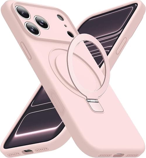 ELEPIK for iPhone 18 Pro Max/iPhone 17 Pro Max Case with Adjustable Ring Stand, [Premium Liquid Silicone Material] [Compatible with MagSafe] [Wireless Charging Compatible] Microfiber Lining Case, Pink on Amazon.ae - Price Tracker
