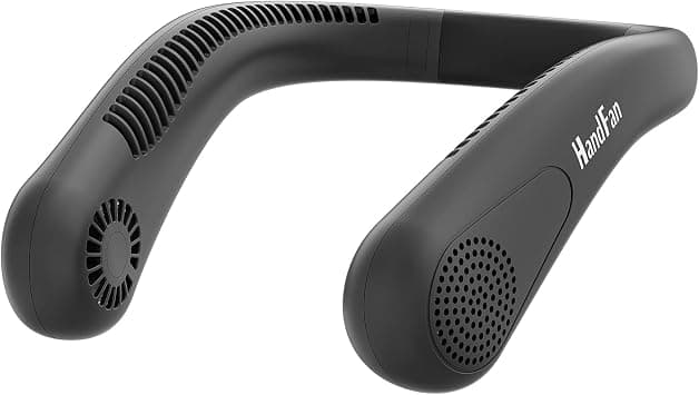 HandFan 5000mAh Portable Neck Fan, Bladeless Wearable Personal Fan, Rechargeable Neckband Fan, Max 21H Working Time, Hands Free, Headphone Design, 4 Speeds, for Travel, Hiking, Outdoors (Black-a) على Amazon.ae - متتبع الأسعار