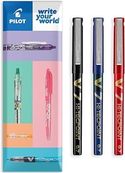 Pilot V7 Hi-Tecpoint Rollerball Pen, 0.7 mm Tip - Black/Blue/Red, Pack of 3 on Amazon.sa - Price Tracker