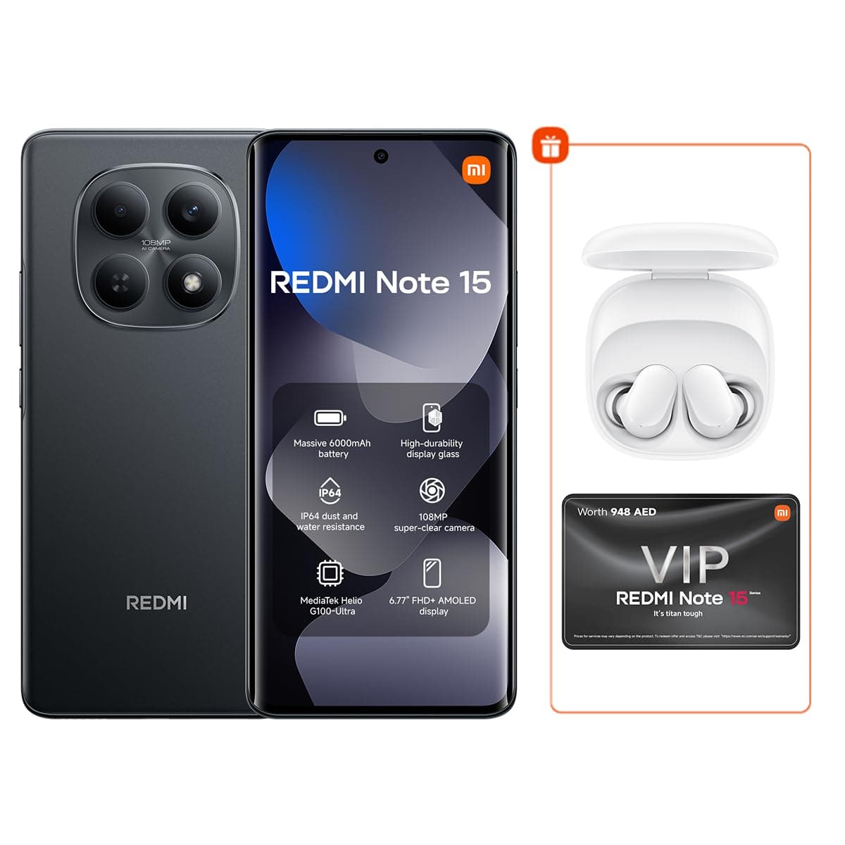 REDMI Note 15 Black 8G RAM 256G ROM + Bud 6 Play - Global Version on Amazon.ae - Price Tracker