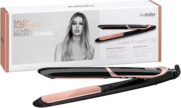 BaByliss Shimmer Hair Straightener, Fast Heat-up With Tourmaline-ceramic Coated Plates, 6 Digital Heat Settings 140°C - 235°C, Ionic Frizz Control & Auto Shut Off, ST391SDE (Black) on Amazon.ae - Price Tracker