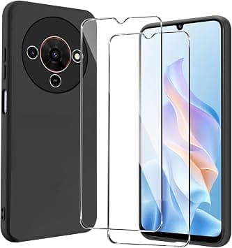 Case for ZTE Smartphone Blade A76 4G + 2 Pieces Tempered Glass Screen Protector, Slim Soft Silicone Frosted TPU Case Cover Anti-Drop Anti-Scratch Cover, Black على Amazon.ae - متتبع الأسعار