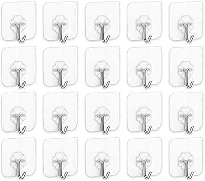 SKY-TOUCH SKY TOUCH 20 Pieces Each Pack Heavy Duty Adhesive Wall Hooks, Waterproof and Oil Proof Ideal for Kitchen and Bathroom, Transparent - Amazon.ae Price Tracker