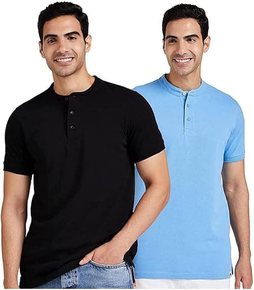 Amazon Brand - Symbol Men's Solid Henley Regular fit Polo (Pack of 2) (Henley-PO2) on Amazon.ae - Price Tracker