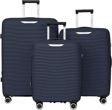 Trace Series Lightweight 3 Piece Expandable Polypropylene Luggage Set With Durable Double Spinner Wheels 20"24"28 (Dark Blue) on Amazon.ae - Price Tracker