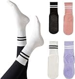 Women's Pilates Socks With Grips 4 Pairs Ankle Yoga Socks for Ballet Dance,Home,Training Barefoot Workout Athletic Socks Non-Slip Elastic Design - Best Deal Finder