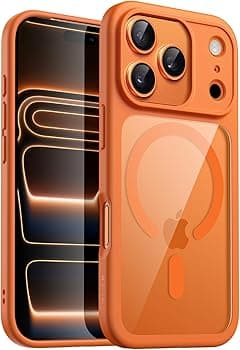 JETech Magnetic Case for iPhone 17 Pro Max 6.9-Inch Compatible with MagSafe, Shockproof Phone Bumper Cover, Solid Color Matte TPU Frame, Anti-Scratch Clear Back (Orange) - Amazon.ae Price Tracker