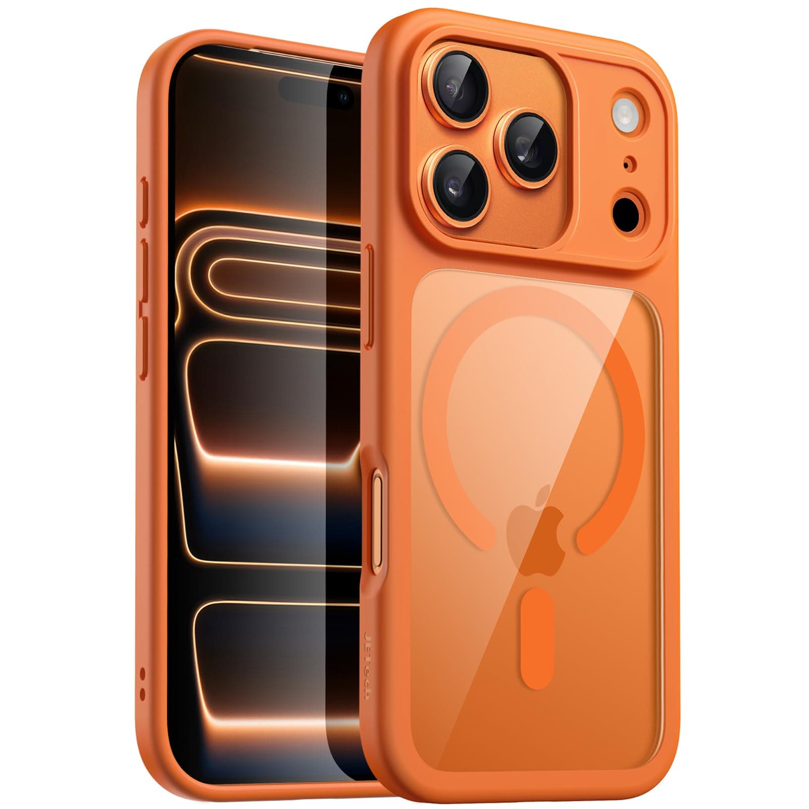 JETech Magnetic Case for iPhone 17 Pro Max 6.9-Inch Compatible with MagSafe, Shockproof Phone Bumper Cover, Solid Color Matte TPU Frame, Anti-Scratch Clear Back (Orange) on Amazon.ae - Price Tracker