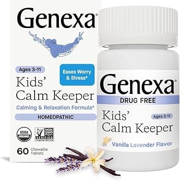 Genexa Kid’s Calm Keeper | Stress Relief for Children | Eases Worries & Tensions| Natural Vanilla & Lavender Flavor | Certified Vegan, Gluten Free, & Non-GMO | 60 Chewable Tablets for Ages 3-11​ - Amazon.ae Price Tracker