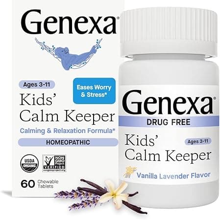 Genexa Kid’s Calm Keeper | Stress Relief for Children | Eases Worries & Tensions| Natural Vanilla & Lavender Flavor | Certified Vegan, Gluten Free, & Non-GMO | 60 Chewable Tablets for Ages 3-11​ on Amazon.ae - Price Tracker