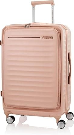American Tourister Frontec Check-In Size 79 cm / 29 inch, 4 Spinner Wheels, Hard Top, Polycarbonate, Apricot|Expandable|Shock Absorb Wheels|TSA 008 Lock|Security Zipper - 3 Years Global Warranty on Amazon.ae - Price Tracker
