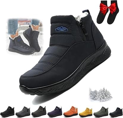 Winter Boots for Women Wide Width,Women's Orthopedic Warm Snow Boots,Waterproof Non-Slip Comfortable Fur Lined Outdoor Anti Slip Shoes with Side Zipper on Amazon.ae - Price Tracker