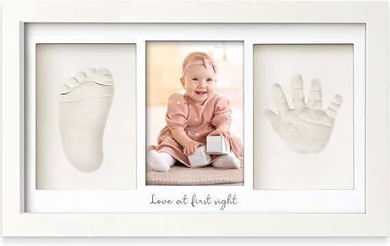 Baby Hand and Footprint Kit - Clay Handprint Keepsake Frame, Newborn Nursery Picture Frame, Personalized New Mom Gifts for Baby Shower &amp; Registry (Alpine White) on Amazon.ae - Price Tracker