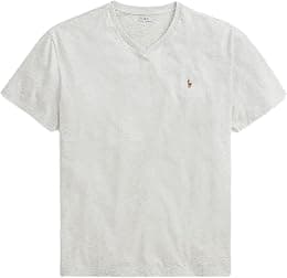 Polo Ralph Lauren Men's V-Neck Classic Fit Short Sleeve T-Shirt, Blue (Derby Heather), Large - Best Deal Finder