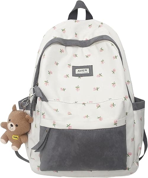 2023 Cute Preppy Bag Floral Printed Kawaii Backpack Cottagecore Aesthetic Backpack Laptop Daypack on Amazon.ae - Price Tracker