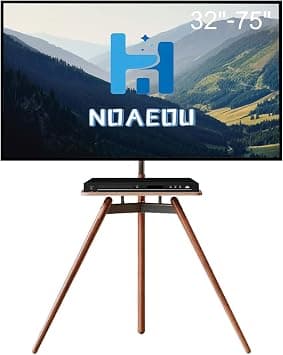 Fit 32 to 75 Inch Screen Portable Tripod Easel TV Floor Stand,VESA 600x400mm, Corner TV Kickstand-style Studio Height Adjustable and Swievel with Wooden Tray (Black) on Amazon.ae - Price Tracker