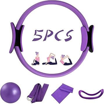 Ukonnect 5 Pcs Pilates Ring Set 14" Yoga Fitness Magic Circle Pilates Equipment for Home Workouts Fitness kit (Purple) - Amazon.ae Price Tracker